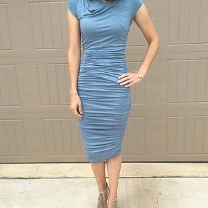 Rusched blue dress
